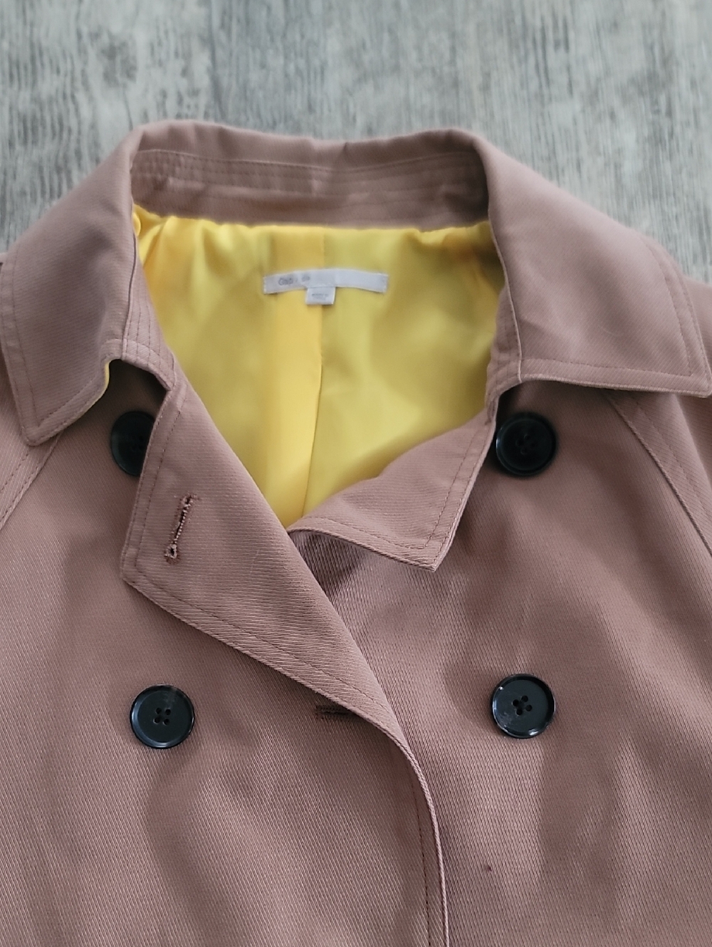 GAP Dusty Pink Double-Breasted Trench Coat with Yellow Lining